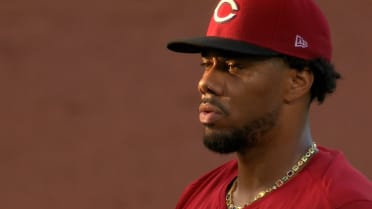 Hunter Greene fans Christian Moore with 100 mph pitch