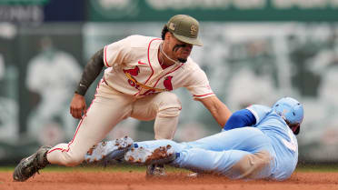 Pedro Pagés throws out Bobby Witt Jr. at second
