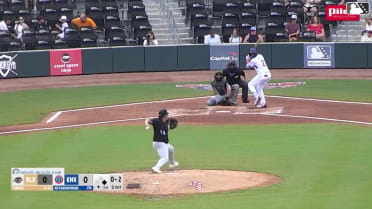 Jefferson Rojas doubles (13) on a sharp line drive to left fielder Josh Adamczewski. Drew Bowser scores.