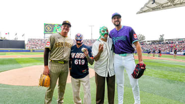 Rey Mysterio, Rey Fénix toss ceremonial first pitches
