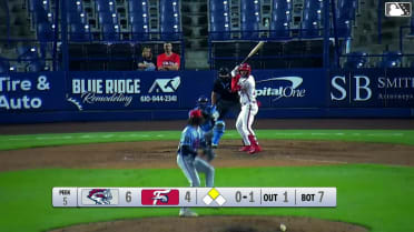 Raylin Heredia singles on a ground ball to right fielder D'Andre Smith. Bryan Rincon scores.