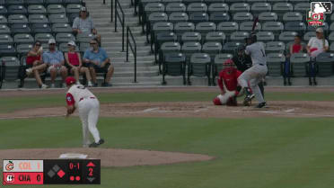 John Gil doubles (3) on a line drive to left fielder Carter Graham. Dalton McIntyre scores.
