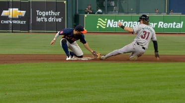 Yainer Diaz nabs Jake McCarthy after review