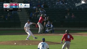 Lazaro Montes doubles (4) on a ground ball to right fielder Josue De Paula. Michael Arroyo scores.