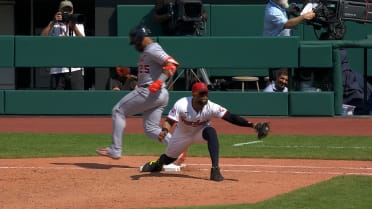 Gleyber Torres safe at first after review