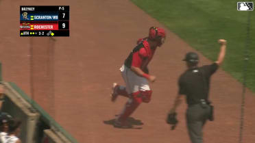 C.J. Stubbs makes catch into the dugout 