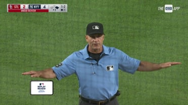Anthony Volpe is safe at first after a review
