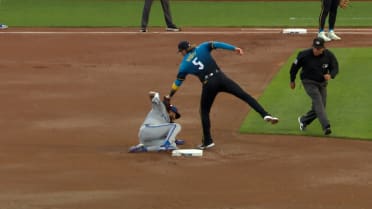 Maikel Garcia is safe at second after review 