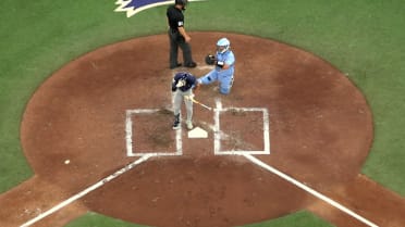 Richie Palacios' foul ball hits him on his helmet