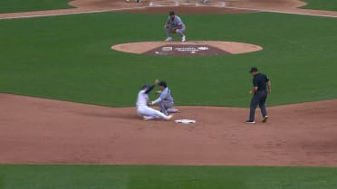 Liam Hicks catches Cooper Pratt stealing second