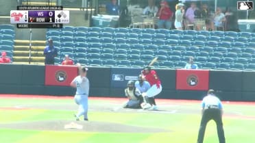 Luis Guanipa doubles (8) on a sharp line drive to center fielder Ely Brown. Conor Essenburg scores.