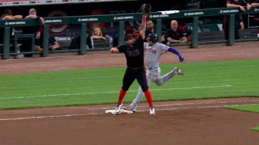Reds complete double play after review