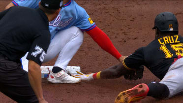 Oneil Cruz is safe after obstruction call