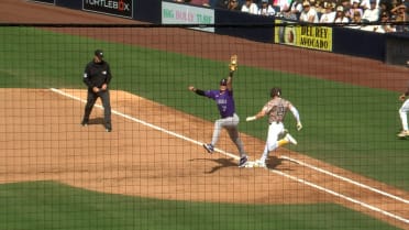 Bryce Johnson out at first after review