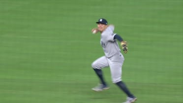 Anthony Volpe's strong throw from short