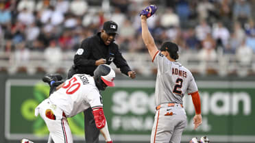 Willi Castro is out at second base after review