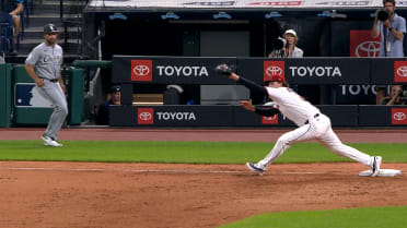 Jacob Gonzalez is called out at first after review