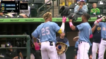 Brailer Guerrero's first HR with Charleston