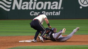 Myers steals second after review