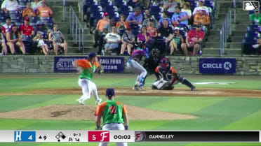 Juneiker Caceres homers (5) on a fly ball to right center field. Yaikel Mijares scores.