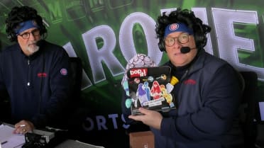 Cubs broadcasters wear Swanson's hair fan giveaway 