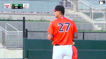 Wyatt Sanford homers (1) on a fly ball to right center field.