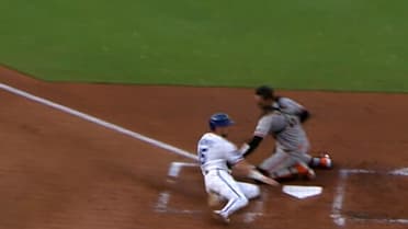 Drew Gilbert throws out Lane Thomas at home