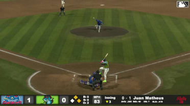Juan Matheus singles on a line drive to right fielder Andy Garriola. Adrian Santana scores. Aiva Arquette to 2nd.