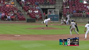 Asbel Gonzalez doubles (3) on a line drive to center fielder Khadim Diaw. Nolan Sailors scores.