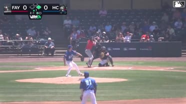 Kevin Alvarez doubles (11) on a line drive to left fielder Yeiferth Castillo. Xavier Neyens scores.