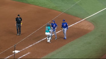 Miami turns inning-ending double play after review