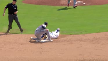 Emmanuel Clase picks off Tyler Tolbert at second