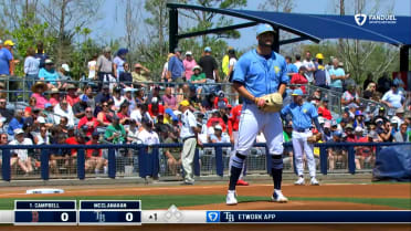 Shane McClanahan strikes out three batters in outing