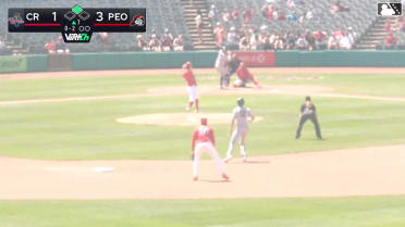 Eduardo Tait doubles (4) on a line drive to center fielder Tai Peete. Marek Houston scores.