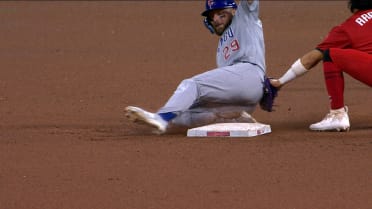  Michael Busch caught stealing after replay review