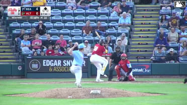 Omar Alfonzo singles on a line drive to center fielder Pedro León. Jack Brannigan scores.