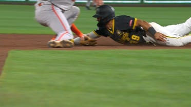 Patrick Bailey cuts down Nick Gonzales after a review