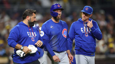 Michael Busch is hit by pitch, remains in game