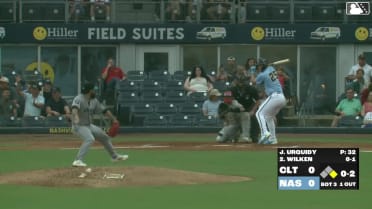Brock Wilken doubles (18) on a line drive to left fielder Austin Hays. Luis Matos scores.