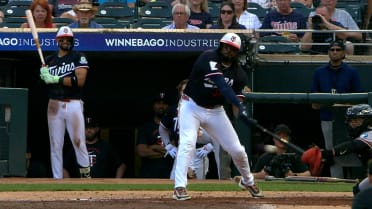 Yohel Pozo exits the game after catcher's interference