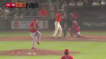Scott Bandura triples (1) on a sharp line drive to left fielder Kien Vu.