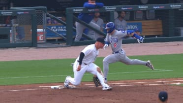 Matt Shaw is safe at first after review