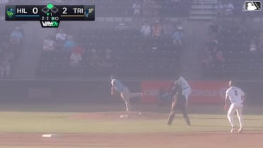 Randy De Jesus singles on a line drive to center fielder Slade Caldwell. Harold Coll scores.