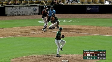 Jordan Sanchez doubles (8) on a ground ball to right fielder Junior Garcia. Jose Perez scores. DJ Layton scores. Stiven Martinez to 3rd.