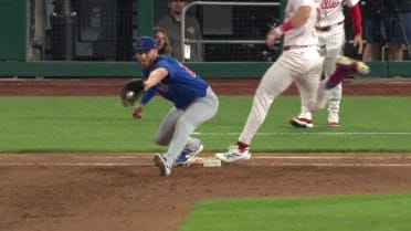 Brandon Marsh is safe at first after review