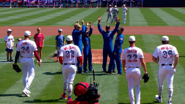 Artemis II Astronauts throw out the first pitch