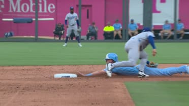 Dalton Rushing throws out Drew Waters after a review