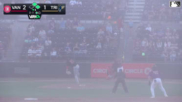 Randy De Jesus homers (9) on a fly ball to left field. Caleb Bartolero scores. Ryan Nicholson scores.