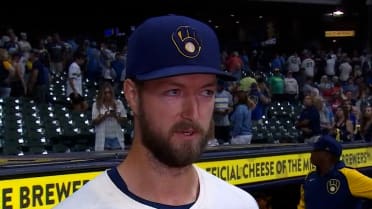 Colin Rea reacts to his first career save