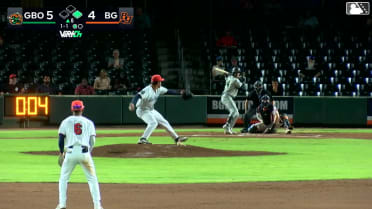 Wyatt Sanford homers (12) on a fly ball to center field.